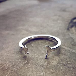 astral // sterling silver moon and star gap ring