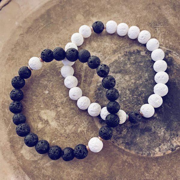 balance // black & white lava bead mala bracelet