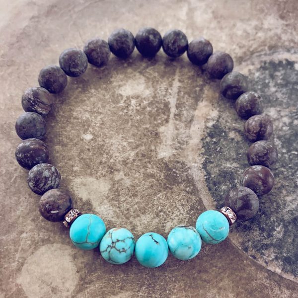 harmony // snowflake jasper with turquoise wrist mala bead bracelet