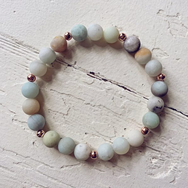 soothe // amazonite and rose gold bead mala bracelet